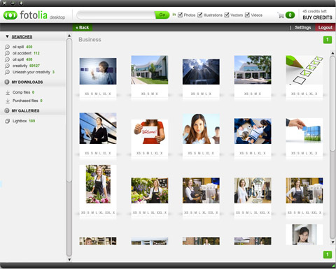 Fotolia Software für den Bilder Kauf am Desktop