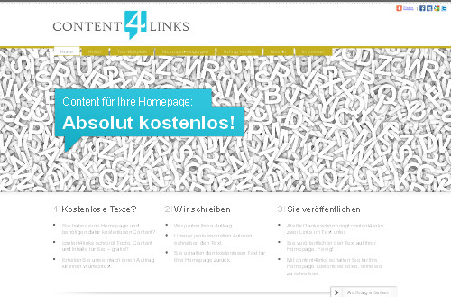Gratis Content auf Content4Links.de erstellen lassen