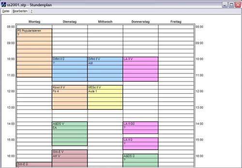 Stundenplan erstellen - Freeware Software