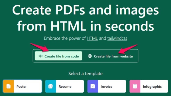 Erstelle Bilder und PDFs aus HTML Code